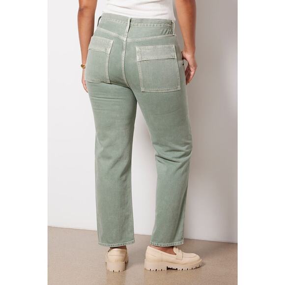 NWT AGOLDE Cooper Cargo High Rise Straight Leg Jean Sz 34 Salamander Green - Picture 5 of 16